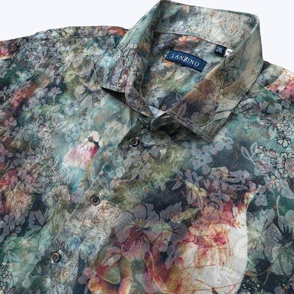 Lanzino Men's‎ Short Sleeve Button Front Shirt Size 2XL - Picture 2 of 7
